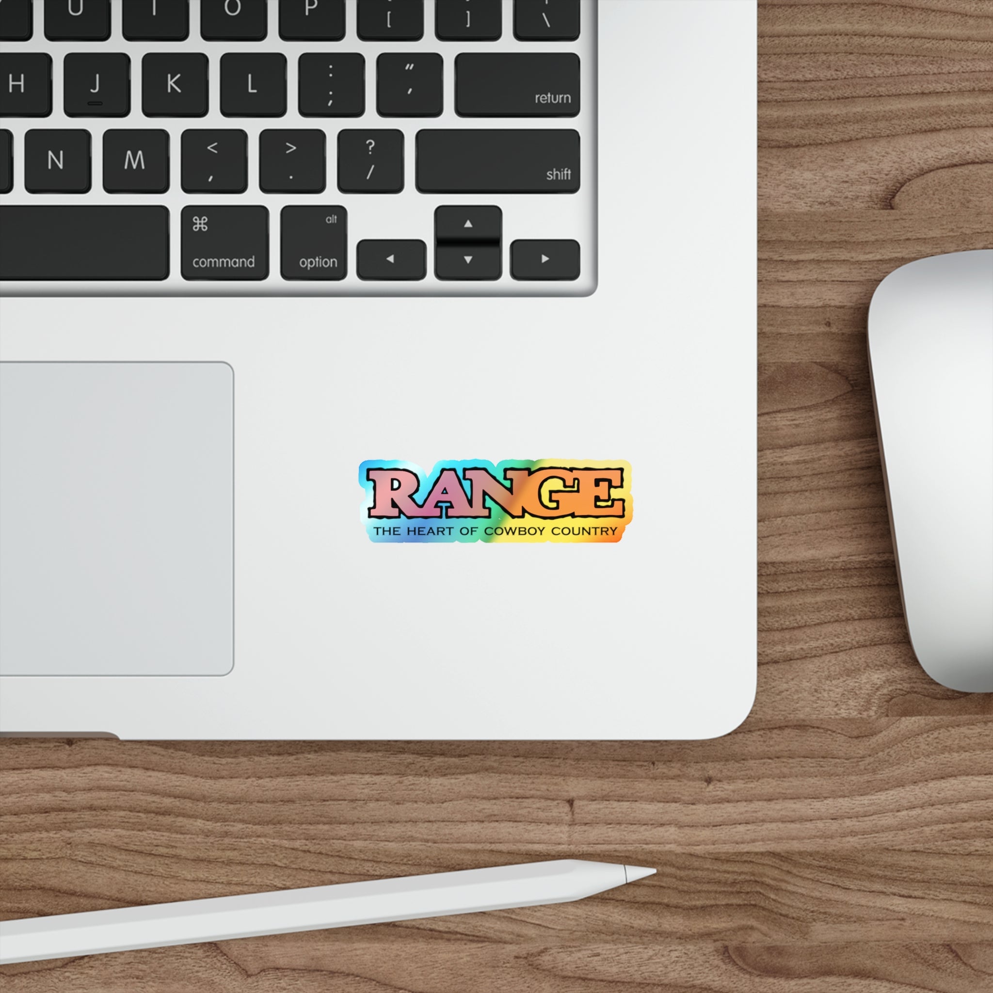 Holographic "RANGE" Die-Cut Sticker - The Heart of Cowboy Country