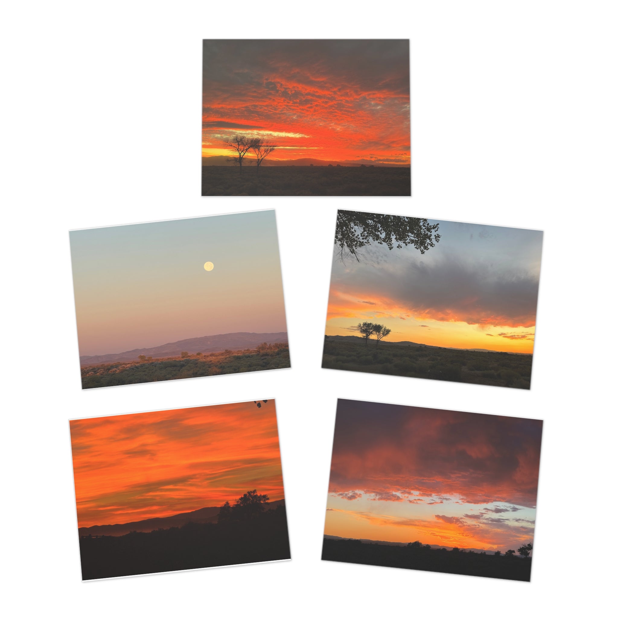 Sunset Photo Greeting Cards (5-Pack) — Blank Inside, Scenic Evening Sky Note Cards