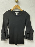 CN11 Black Top Ruffle Sleeve